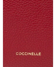 COCCINELLE TEBE Borsa a tracolla in pelle martellata ruby - Borse Donna - 4