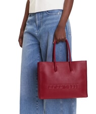 COCCINELLE MYRTHA MAXI LOG Borsa shopping in pelle martellata sangria - Borse Donna - 4