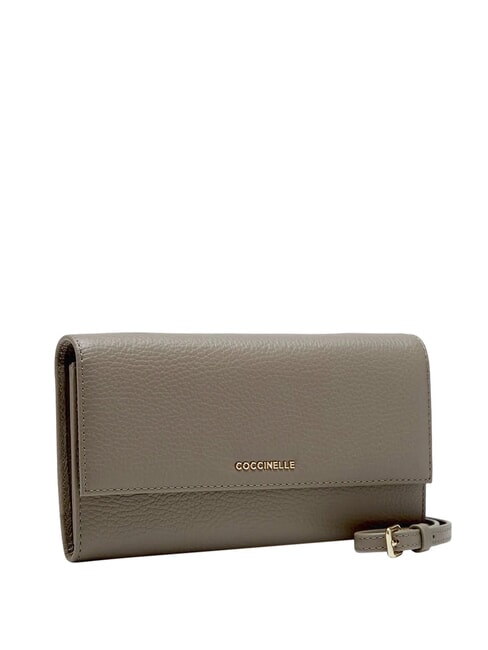 METALLIC SOFT Pochette in pelle con tracolla warm taupe - Borse Donna