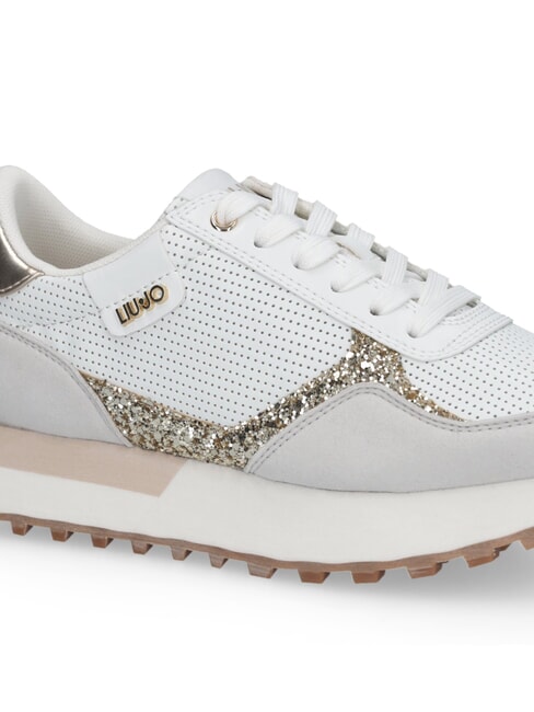 EVELYN 915 Sneakers running inserti glitter white/light gold - Scarpe Donna
