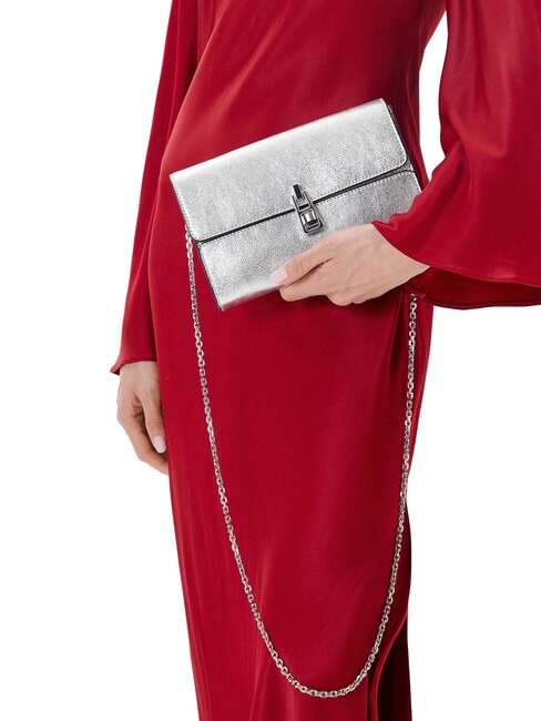 MAGIE 2NITE SMOOTH Pochette in pelle metallizzata SILVER - Borse Donna