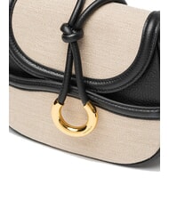 COCCINELLE CARMY CANVAS Borsa a tracolla in pelle e canvas natural/noir - Borse Donna - 3