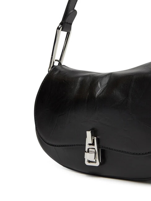 MAGIE WRINKLED Borsa a spalla in pelle con patta Nero - Borse Donna