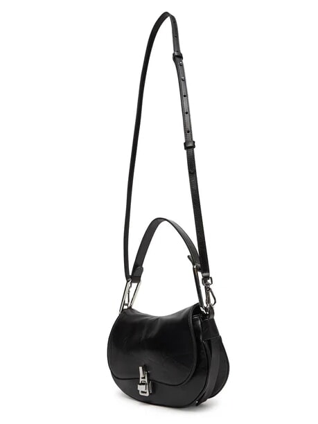 MAGIE WRINKLED Borsa a spalla in pelle con patta Nero - Borse Donna