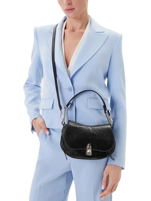 MAGIE WRINKLED Borsa a spalla in pelle con patta Nero - Borse Donna