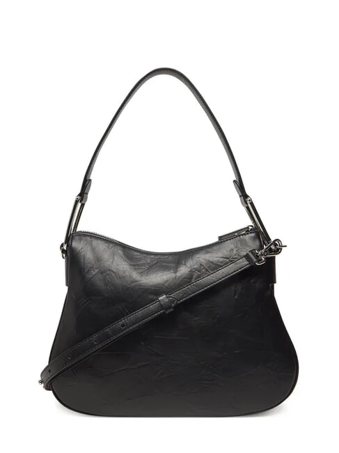MAGIE WRINKLED Borsa a spalla in pelle con tracolla Nero - Borse Donna