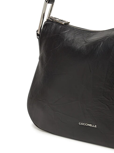 MAGIE WRINKLED Borsa a spalla in pelle con tracolla Nero - Borse Donna