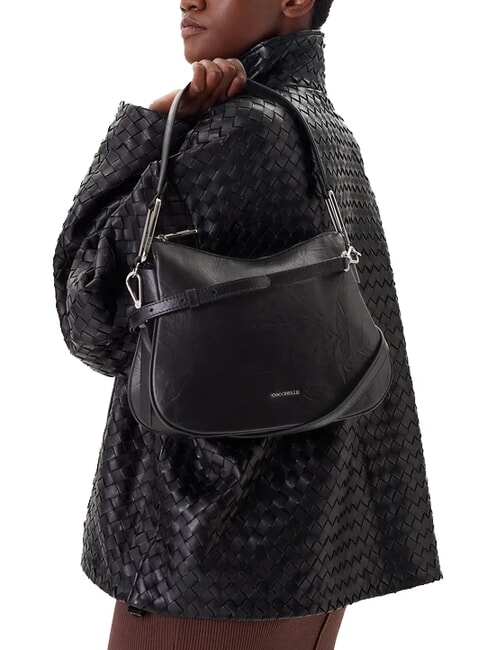 MAGIE WRINKLED Borsa a spalla in pelle con tracolla Nero - Borse Donna