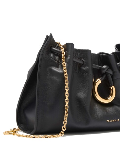 ISABELA Borsa in pelle con tracollina in metallo Nero - Borse Donna