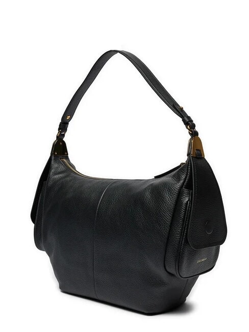 CAMPUS Borsa hobo a spalla in pelle martellata Nero - Borse Donna