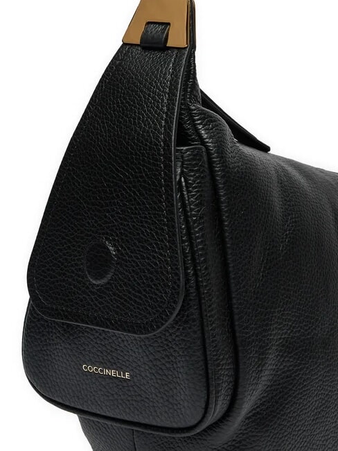 CAMPUS Borsa hobo a spalla in pelle martellata Nero - Borse Donna