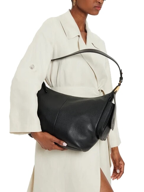 CAMPUS Borsa hobo a spalla in pelle martellata Nero - Borse Donna