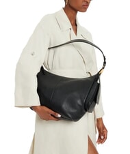 COCCINELLE CAMPUS Borsa hobo a spalla in pelle martellata Nero - Borse Donna - 4