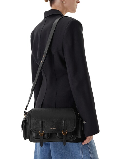 CAMPUS Borsa a tracolla in pelle martellata Nero - Borse Donna