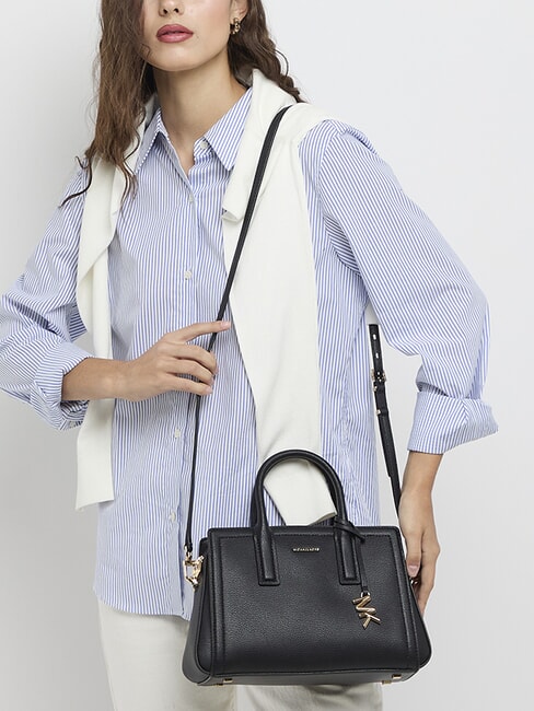 LAILA Borsa a mano in pelle con tracolla black - Borse Donna