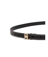 TOMMY HILFIGER TH LOGO Cintura sottile in pelle black - Cinture - 4