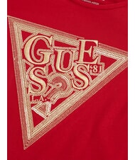 GUESS KIDS T-shirt in cotone con stampa e strass chili red - T-shirt Bambino - 3