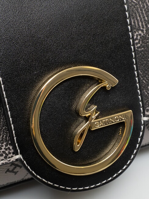 PLANETARIUM Borsa a tracolla con flap monochrom lt grey/ black - Borse Donna