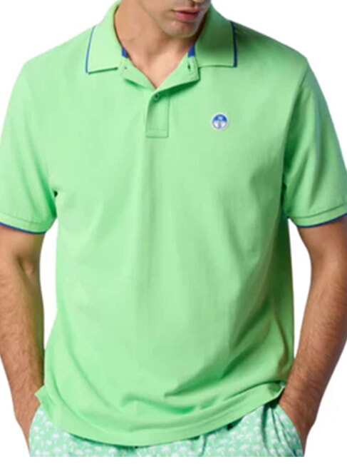 COLLAR STRIPED Polo manica corta in cotone summer green - Polo Uomo