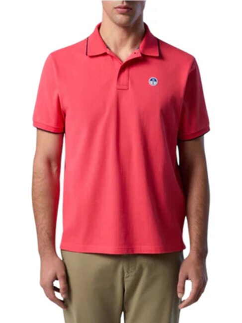 COLLAR STRIPED Polo manica corta in cotone geranium - Polo Uomo