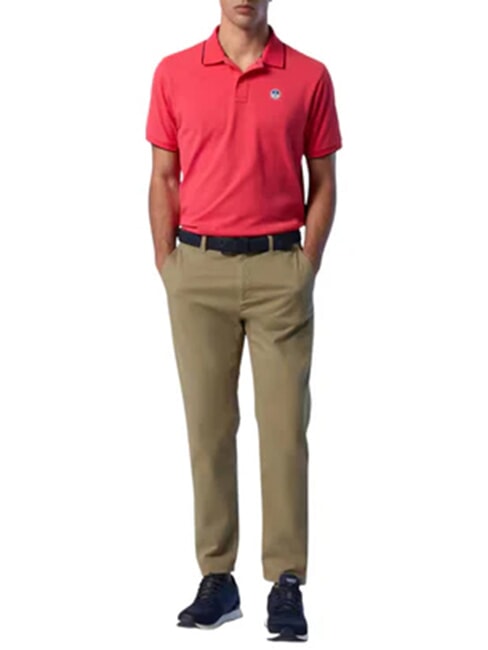 COLLAR STRIPED Polo manica corta in cotone geranium - Polo Uomo