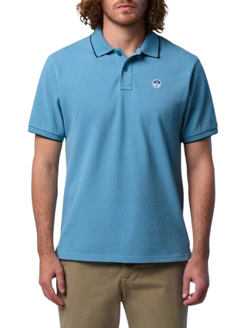 COLLAR STRIPED Polo manica corta in cotone niagara - Polo Uomo