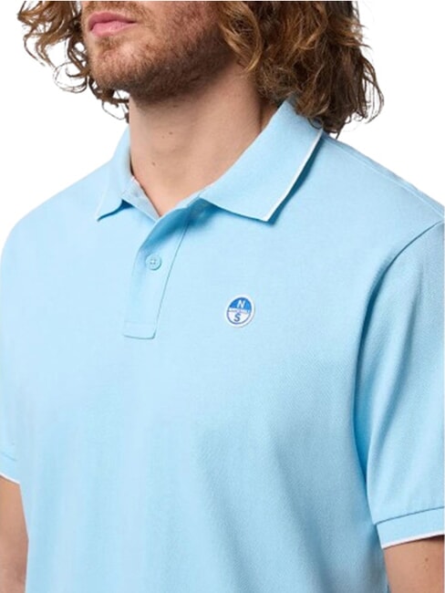 COLLAR STRIPED Polo manica corta in cotone soft blue - Polo Uomo