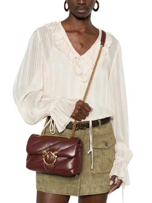 MINI LOVE BAG Borsa in nappa burgundy wine-antique gold - Borse Donna