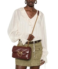 PINKO MINI LOVE BAG Borsa in nappa burgundy wine-antique gold - Borse Donna - 5