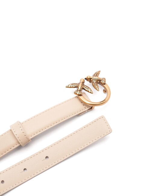LOVE BERRY Cintura in pelle beige-grigio fumo-antique gold - Cinture