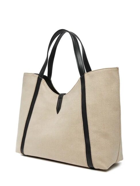 CAMPIONARIO - GOCCIA Borsa a spalla in canvas naturale+nero - Borse Donna