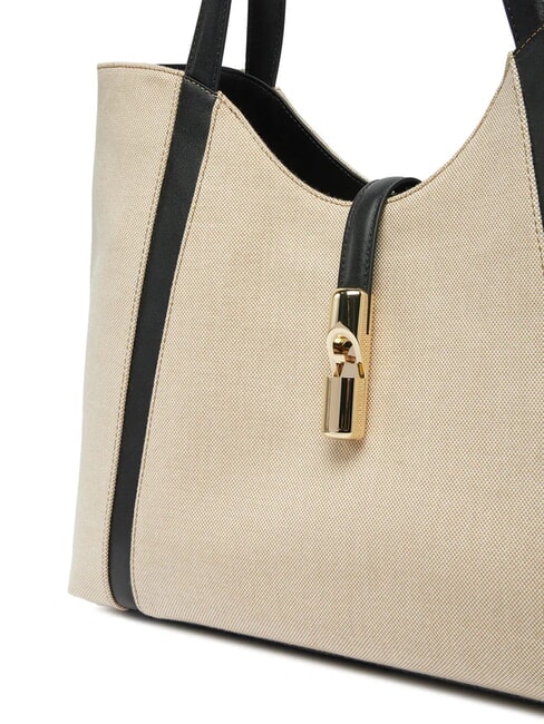 CAMPIONARIO - GOCCIA Borsa a spalla in canvas naturale+nero - Borse Donna