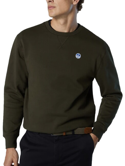 ROUND LOGO Felpa girocollo in cotone forest night - Felpe Uomo