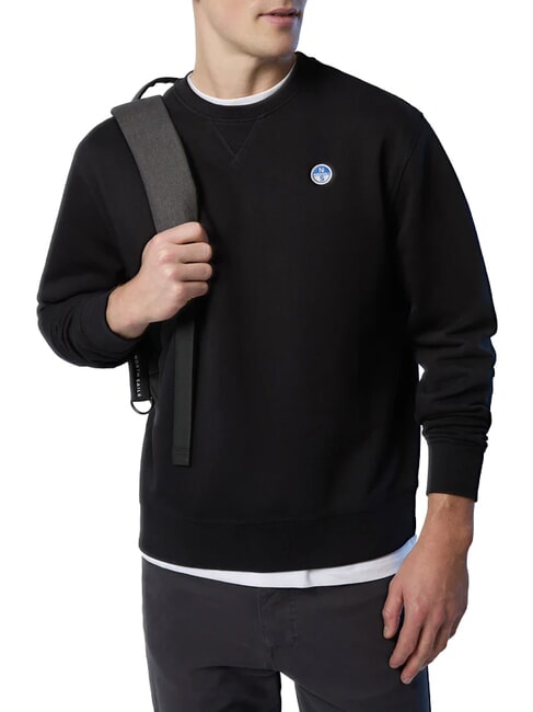 ROUND LOGO Felpa girocollo in cotone black - Felpe Uomo