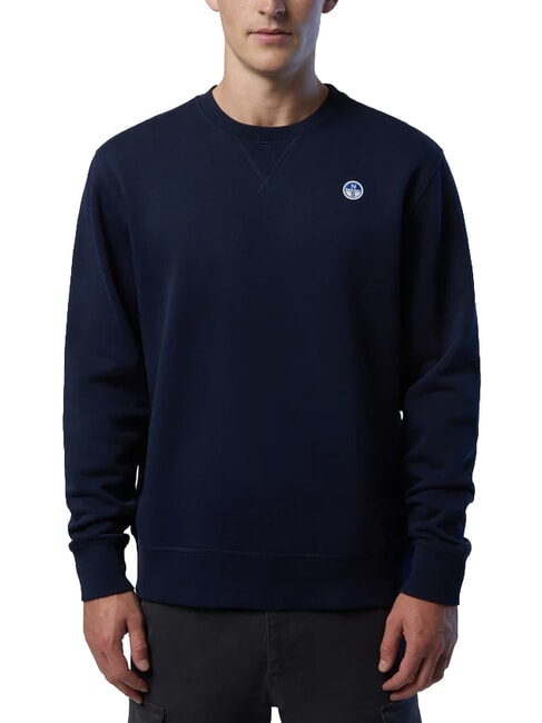 ROUND LOGO Felpa girocollo in cotone navy blue - Felpe Uomo