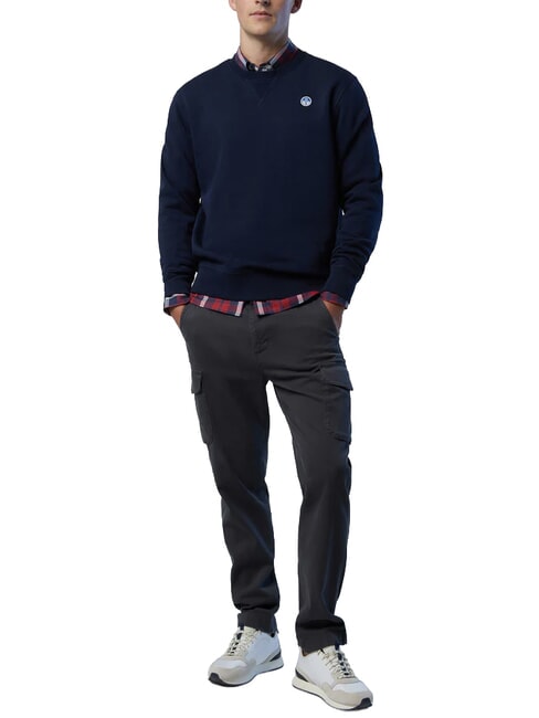 ROUND LOGO Felpa girocollo in cotone navy blue - Felpe Uomo