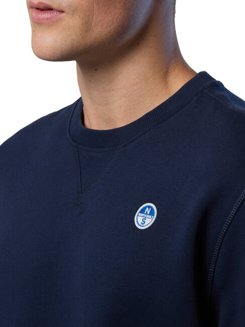 ROUND LOGO Felpa girocollo in cotone navy blue - Felpe Uomo