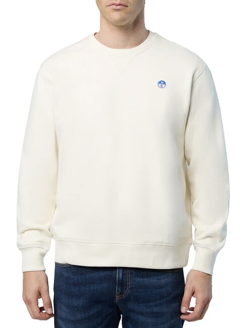 ROUND LOGO Felpa girocollo in cotone marshmallow - Felpe Uomo