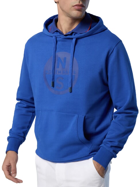 BASIC Felpa stampa logo con cappuccio beacoup blue - Felpe Uomo