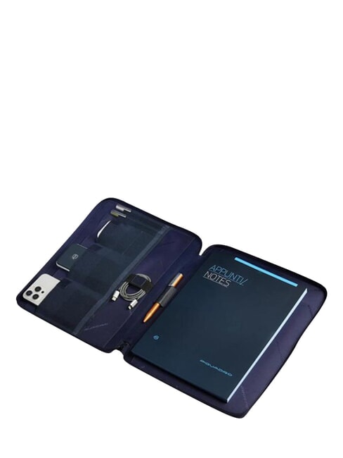 ORION Portablocco in pelle e tessuto blu - Porta tablet & Organizer