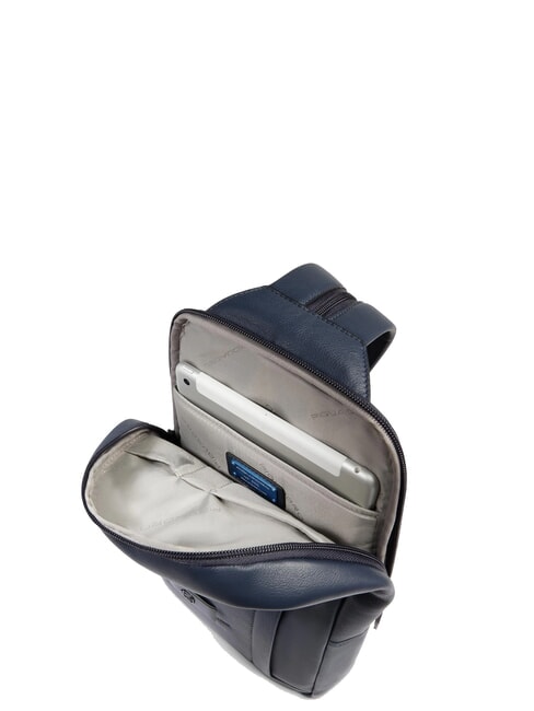 W137 Zainmo monospalla in pelle blu - Zaini da lavoro porta PC