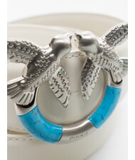 PINKO LOVE BERRY Cintura in pelle bianco nembo-matt. silver - Cinture - 3