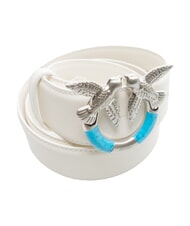 PINKO LOVE BERRY Cintura in pelle bianco nembo-matt. silver - Cinture - 4