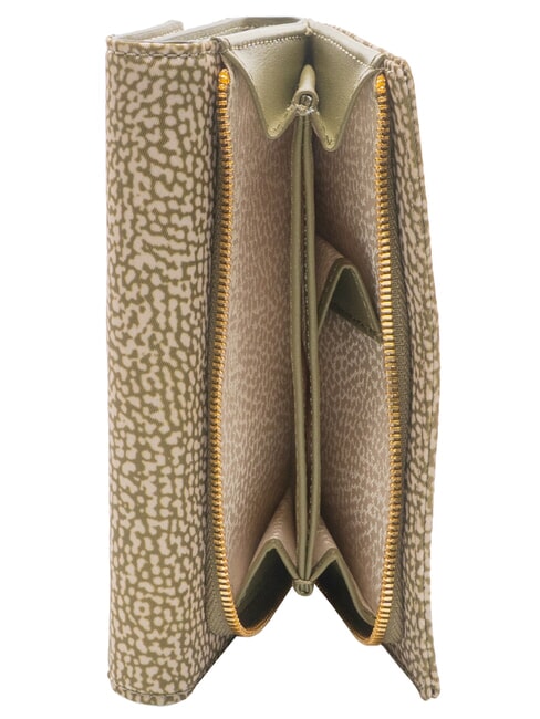 CLASSICA MEDIUM Portafoglio in tessuto riciclato e pelle olive - Portafogli Donna