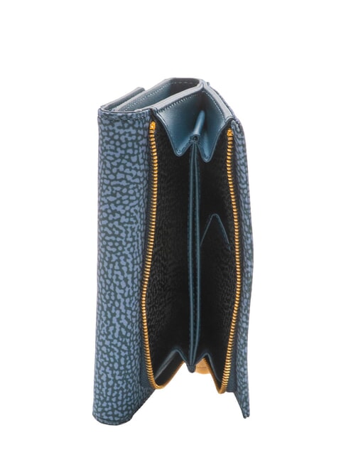 CLASSICA MEDIUM Portafoglio in tessuto riciclato e pelle blu lapis - Portafogli Donna