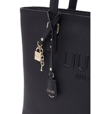 LIUJO HALONA Tote Bag grande, a spalla, con charm NERO - Borse Donna - 4