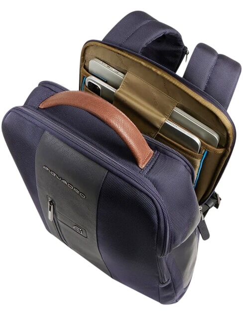 BRIEF 2 Zaino porta PC in tessuto riciclato blu/cuoio - Zaini da lavoro porta PC