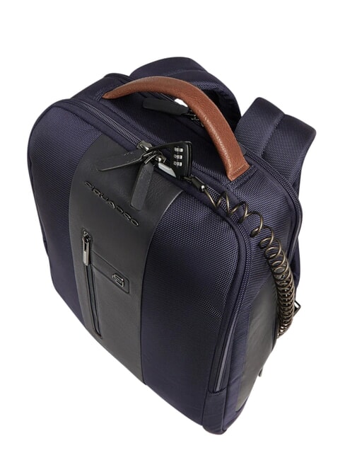 BRIEF 2 Zaino porta PC in tessuto riciclato blu/cuoio - Zaini da lavoro porta PC