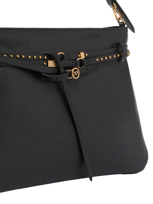 BELT BAG Borsa grande, in pelle nero-antique gold - Borse Donna