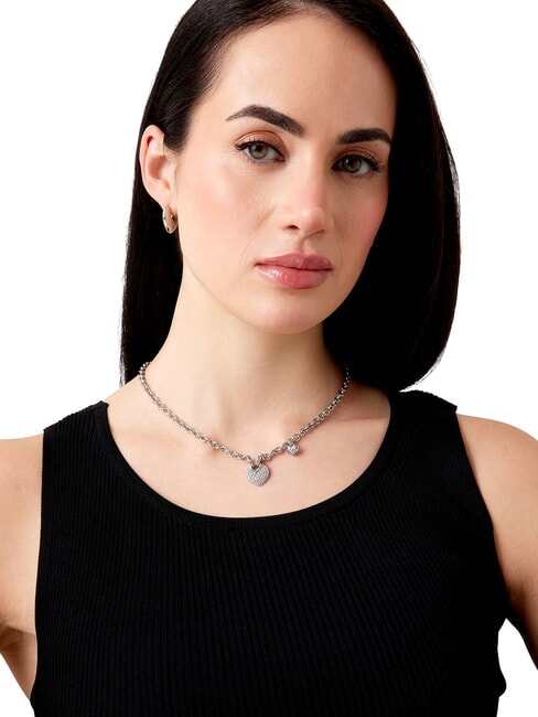 CRAZY IN LOVE Collana, charm tema cuore SILVER - Collane